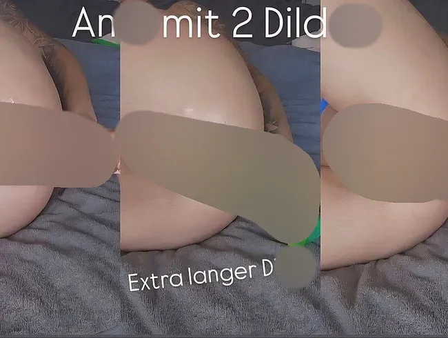 Anal mit 2 verschiedenen Dildos- mit Öl einmassiert - Nahaufnahme